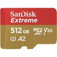 SanDisk Extreme MicroSDXC 512GB memory card with adapter.