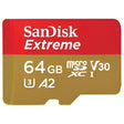 SanDisk Extreme MicroSDXC 64GB memory card with adapter.