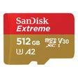 SanDisk Extreme microSDXC 512GB memory card with adapter.