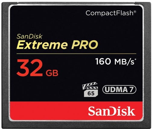 SanDisk Extreme PRO CompactFlash 160MB/s 32GB memory card