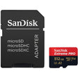 SanDisk Extreme Pro MicroSDXC 512GB memory card with adapter.