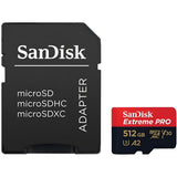 SanDisk Extreme Pro MicroSDXC 512GB memory card with adapter.