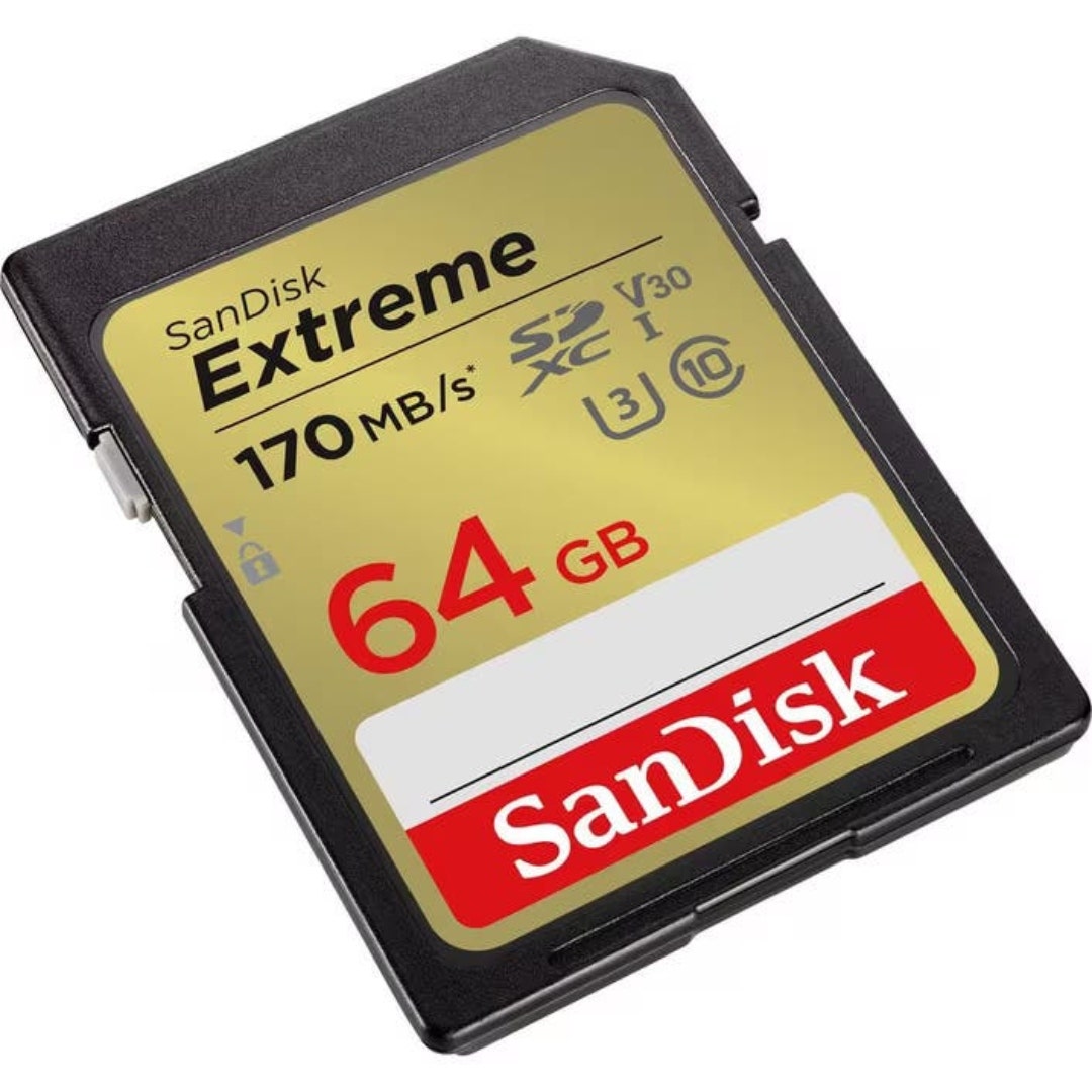 Sandisk Extreme SDXC 64GB 170MB/S R 80MB/S W, V30 U3, C10 Memory Card - additional product view