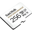 SanDisk High Endurance microSDHC 256GB memory card with adapter.