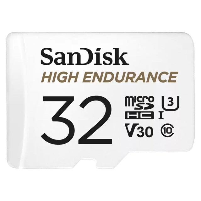 SanDisk High Endurance microSDHC 32GB memory card with adapter.