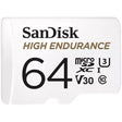 SanDisk High Endurance microSDHC 64GB memory card with adapter.