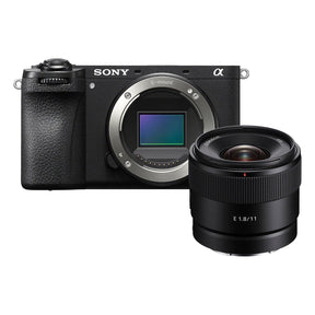 Sony A6700 mirrorless camera in black with Sony 11mm f/1.8 lens