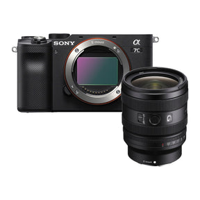 Sony A7C Mark II mirrorless camera in black with FE 24-50mm f/2.8G lens