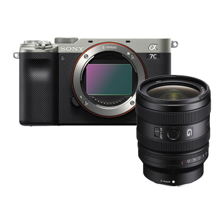 Sony A7C Mark II mirrorless camera in silver with FE 24-50mm f/2.8G lens