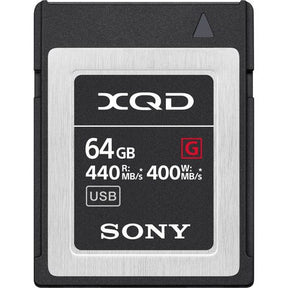 Sony XQD G Series 64GB memory card.