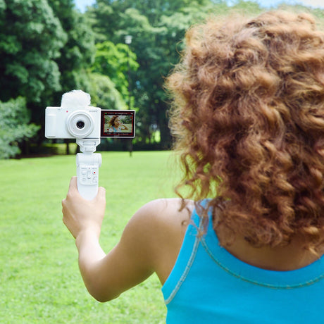Sony ZV-1F White Digital Vlog Camera w/Sony GPVPT2BTW Bluetooth Shooting Grip-White - additional product view