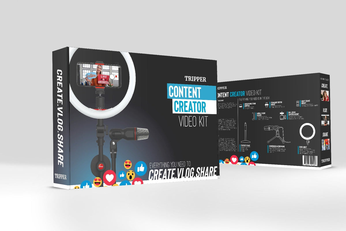 Tripper Content Creator Video Kit includes Ring Light, Microphone & Stand - additional product view