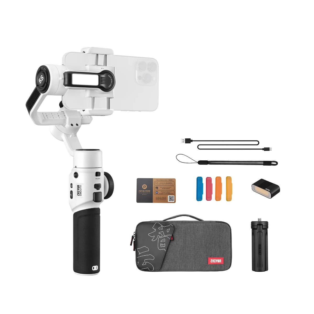 Zhiyun-Tech Smooth 5S Combo 3-axis handheld gimbal for smartphones in White